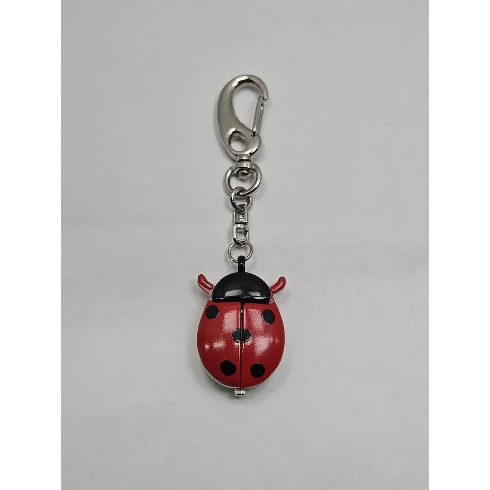 Xanadu Ladybug Keychain Pendant Hidden Dial Watch Wings Red Silver New Battery
